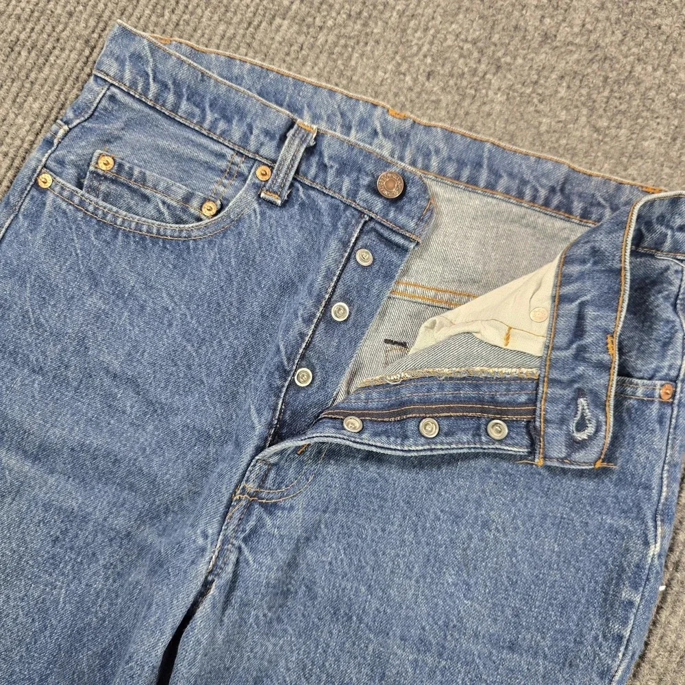 Vintage 80s Levi's 517 Jeans Mens 32x32 Blue‎ Bootcut USA Custom Snap Button Fly